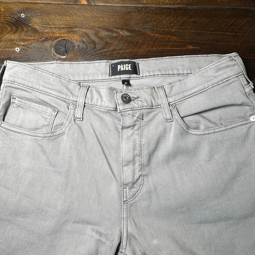 PAIGE Federal Men's Straight Leg Jeans Mountain Ice Gray Tag 34/32 Actual 35/32 - Picture 9 of 13